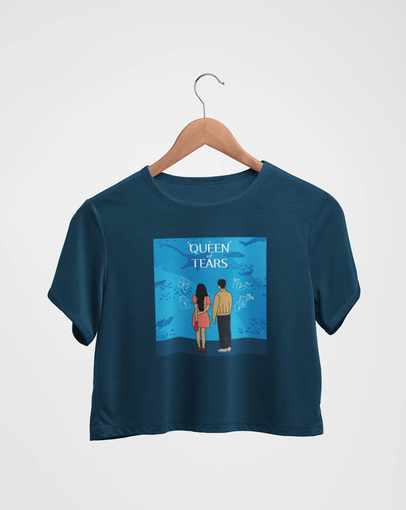 Queen Of Tears Aquarium Date Crop T-shirt - Koral Dusk