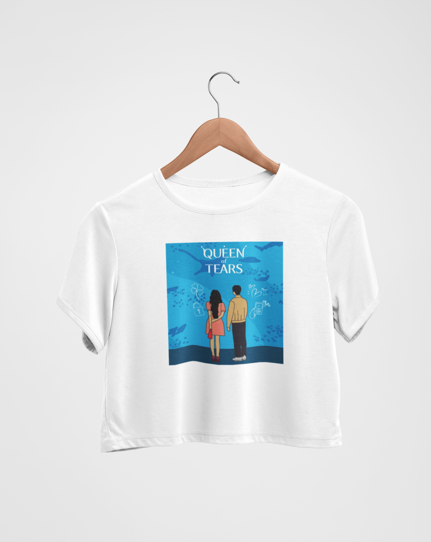 Queen Of Tears Aquarium Date Crop T-shirt - Koral Dusk