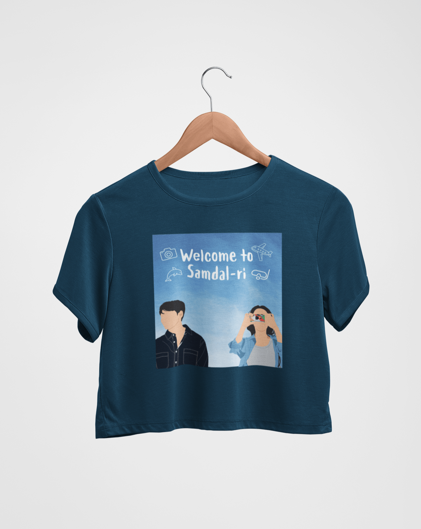 Welcome To Samdal-ri Doodle Crop T-shirt - Koral Dusk