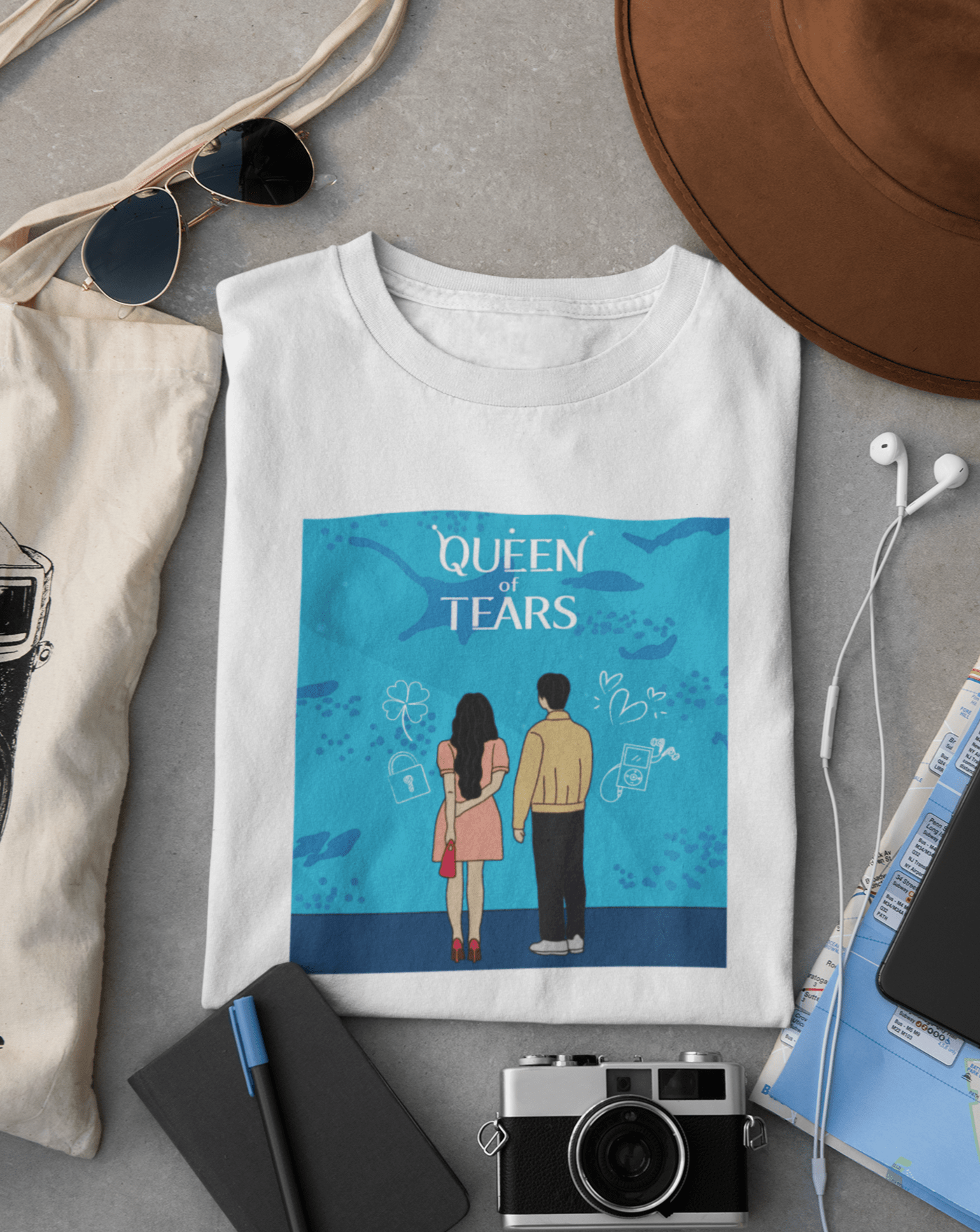Queen Of Tears Aquarium Date T-shirt - Koral Dusk