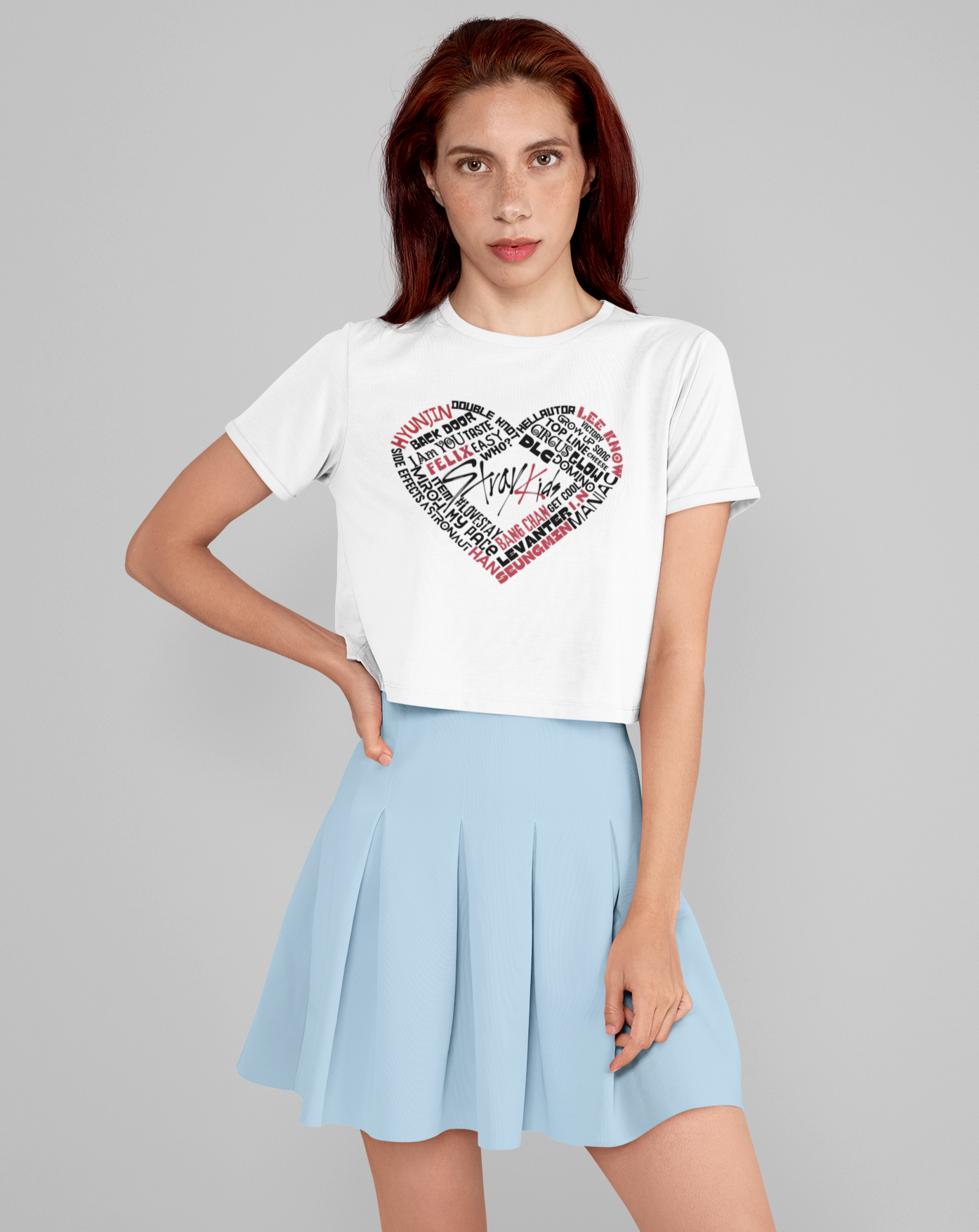 Stray Kids 'Heartbeat Era' Crop Tee - Koral Dusk