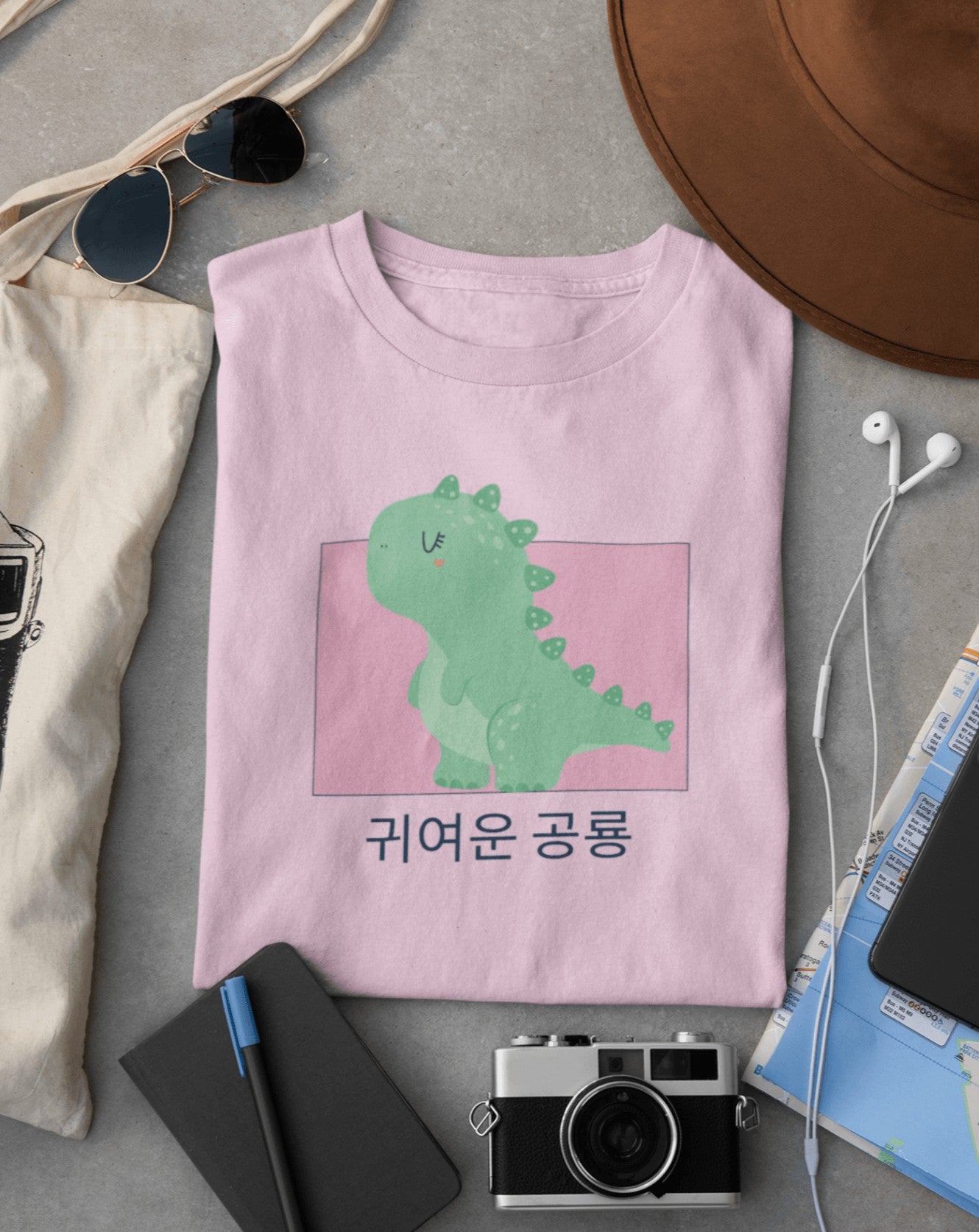Kawaii Dinosaur T-shirt - Koral Dusk