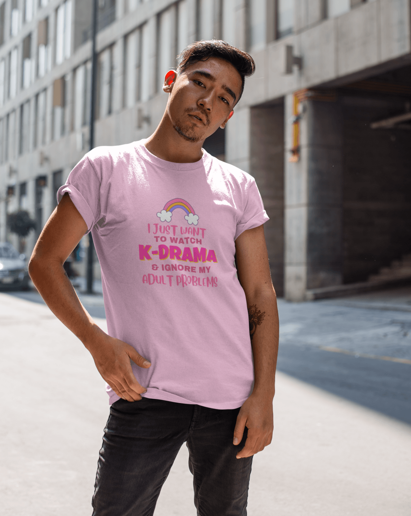 Watch K-drama & Avoid My Adult Problems T-shirt - Koral Dusk