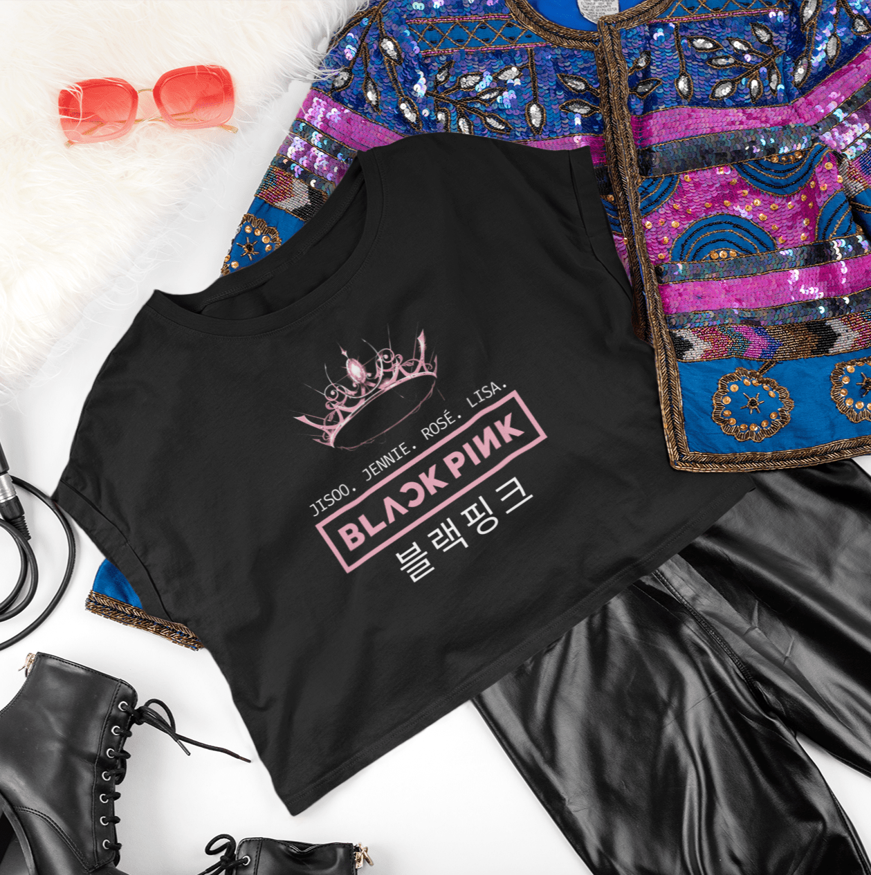 BLACKPINK Royalty Crop Tee - Koral Dusk