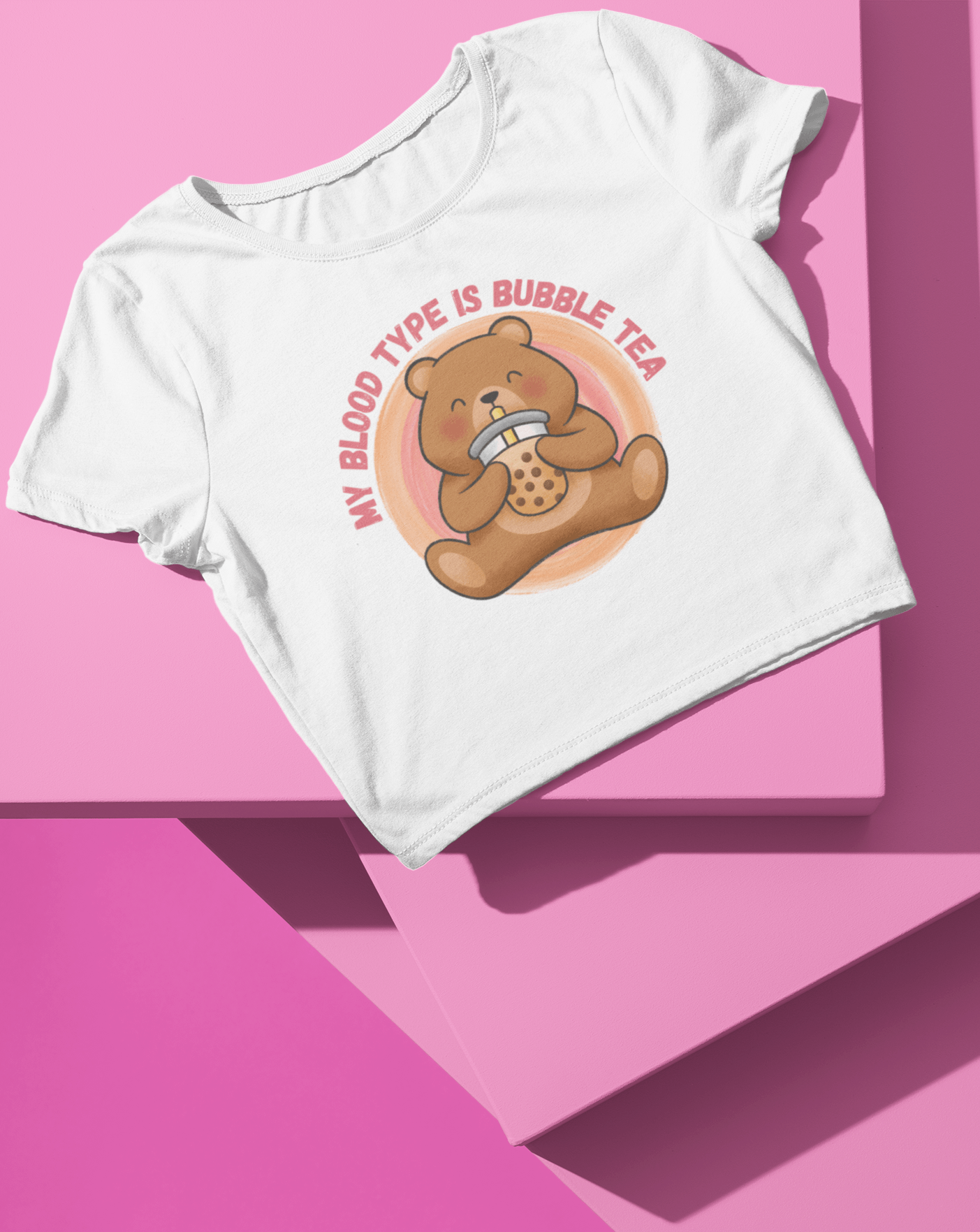 My Blood Type Is Bubble Tea Crop Tee - Koral Dusk
