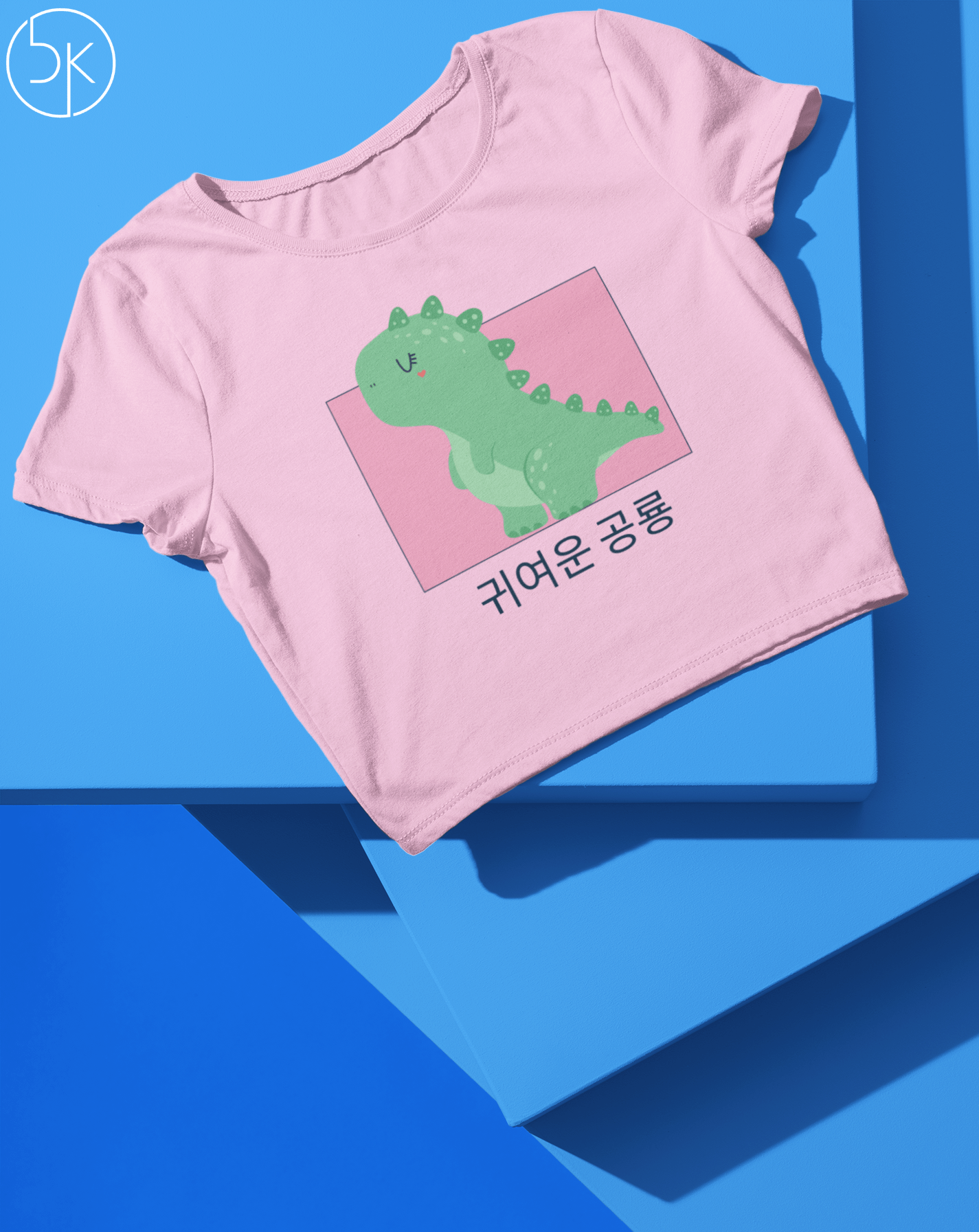 Kawaii Dino Crop Tee - Koral Dusk