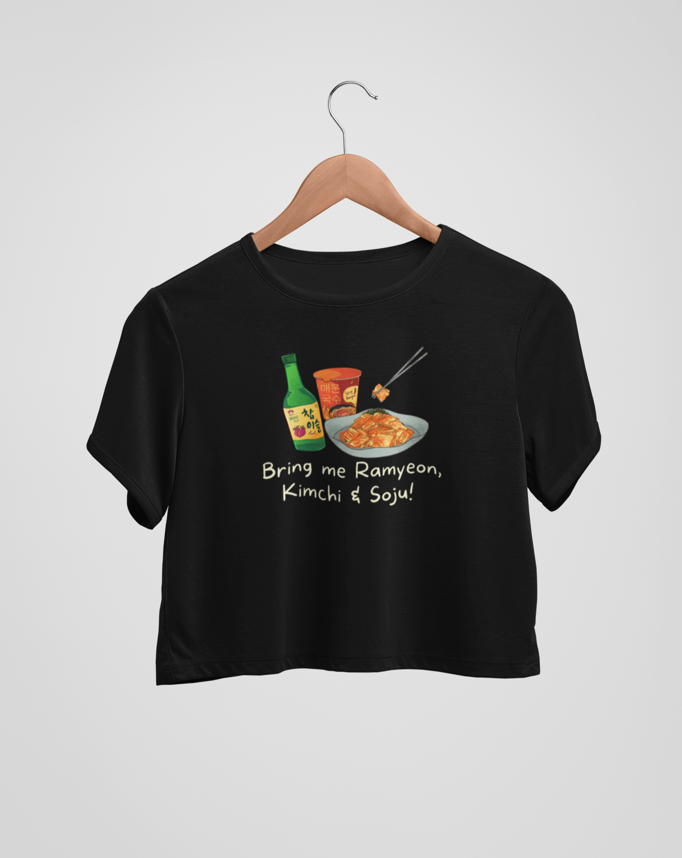 Bring me Ramyeon, Kimchi & Soju Crop Tee - Koral Dusk