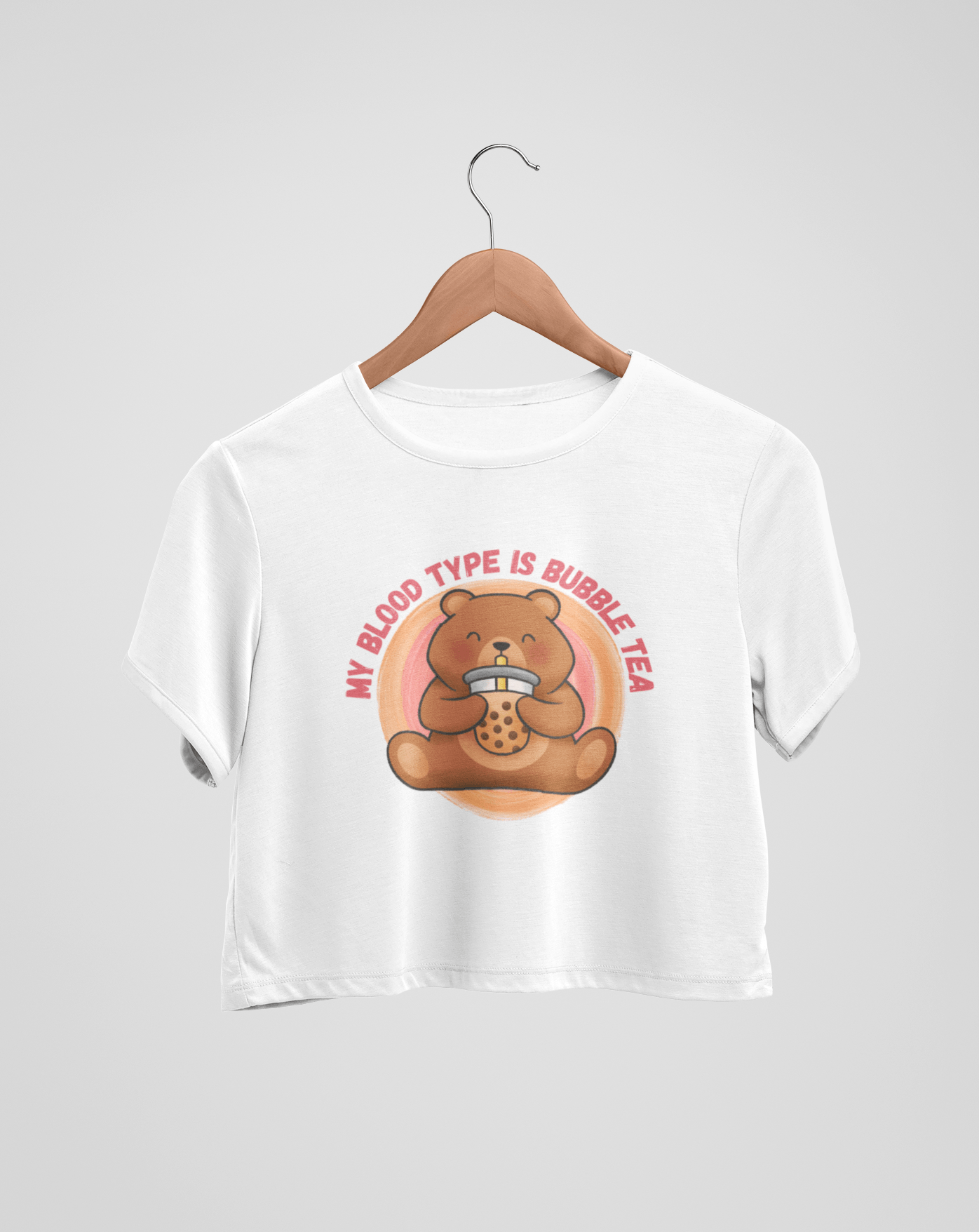 My Blood Type Is Bubble Tea Crop Tee - Koral Dusk