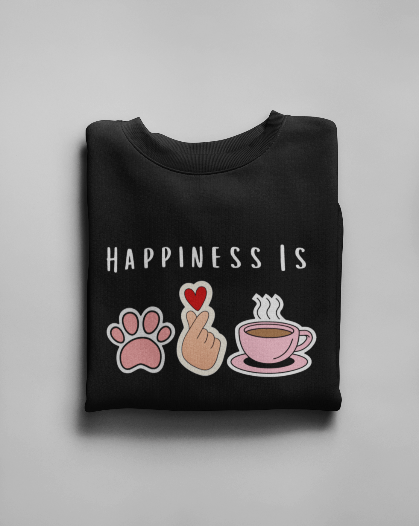 Happiness is Dog, Coffee & K-drama Sweatshirt - Koral Dusk