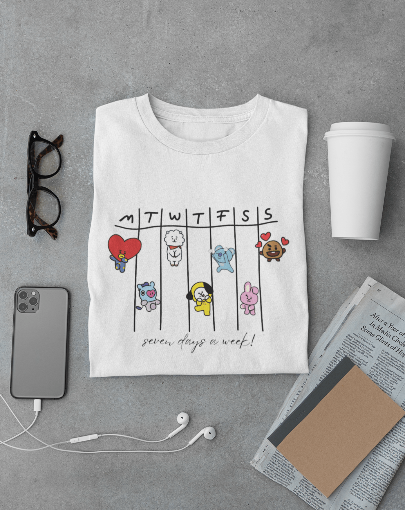 Seven days a week - BTS Unisex T-shirt - Koral Dusk