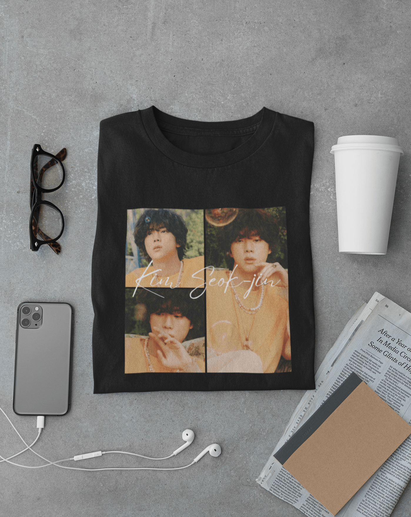Jin-spired: BTS's Kim Seokjin T-shirt - Koral Dusk
