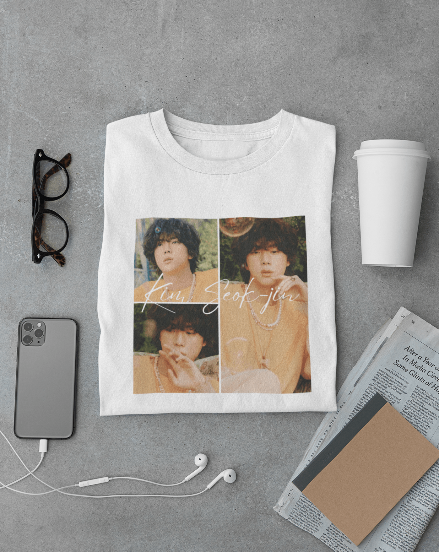 Jin-spired: BTS's Kim Seokjin T-shirt - Koral Dusk