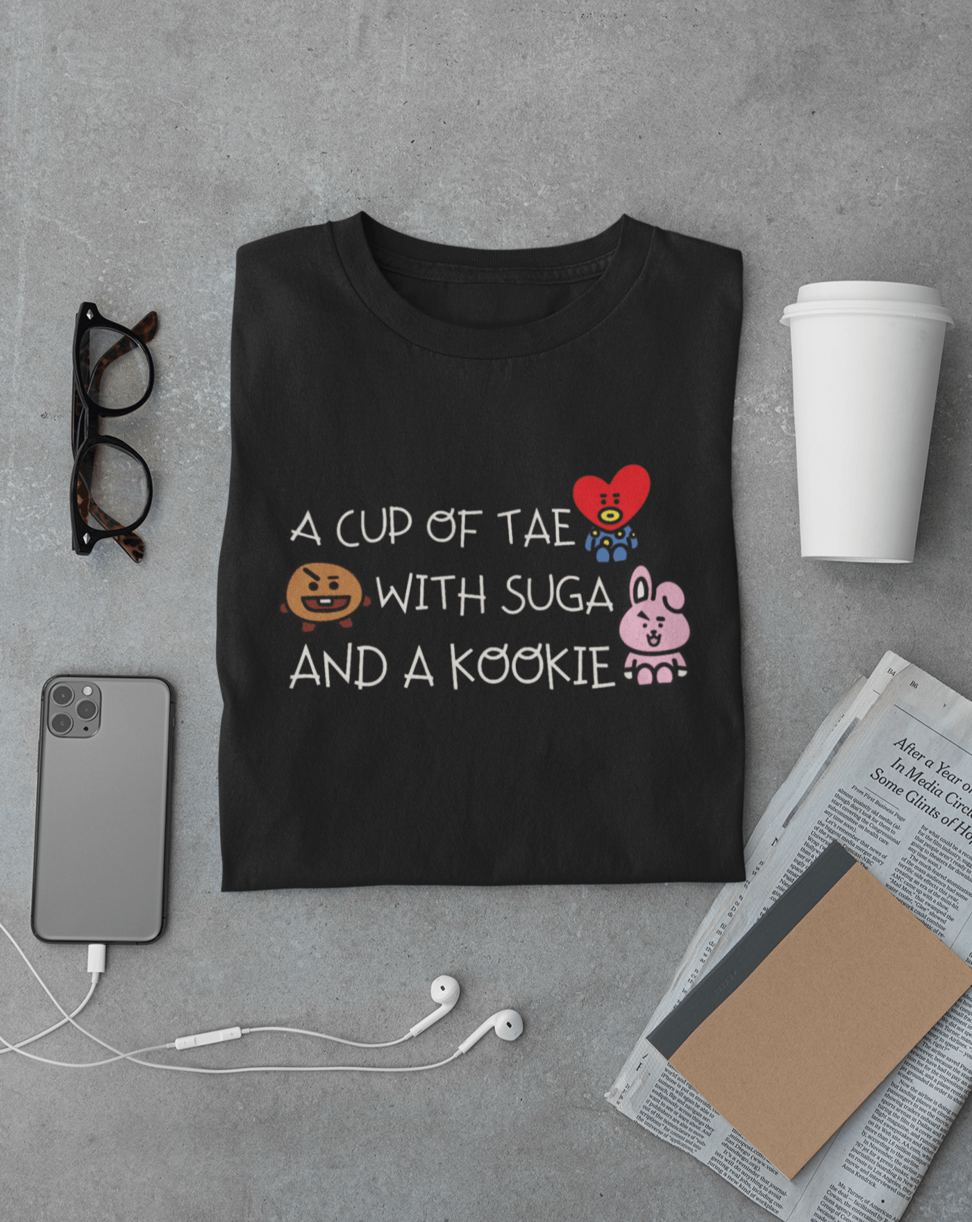 Tae, Suga & Kookie T-shirt - Koral Dusk
