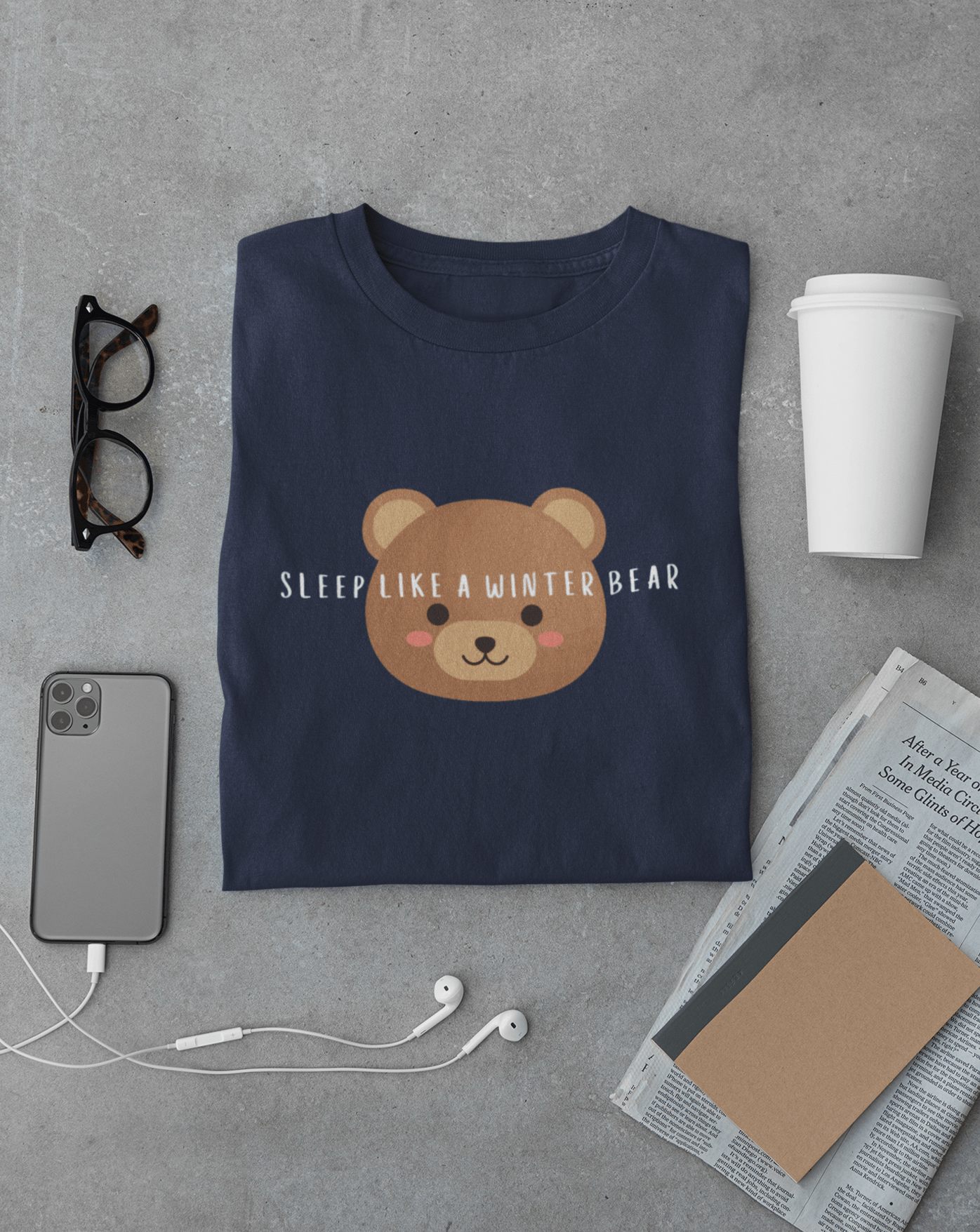 Sleep like a winter bear T-shirt - Koral Dusk