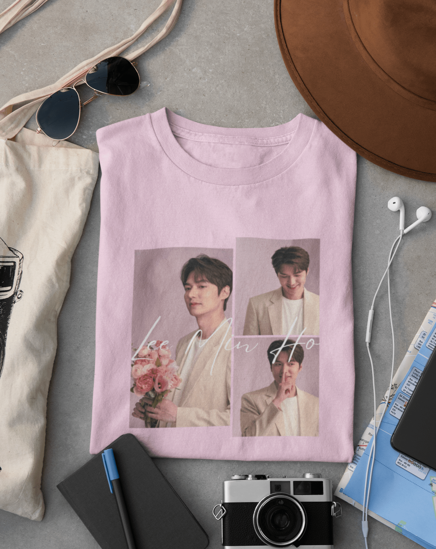 Lee Min Ho Rose T-shirt - Koral Dusk