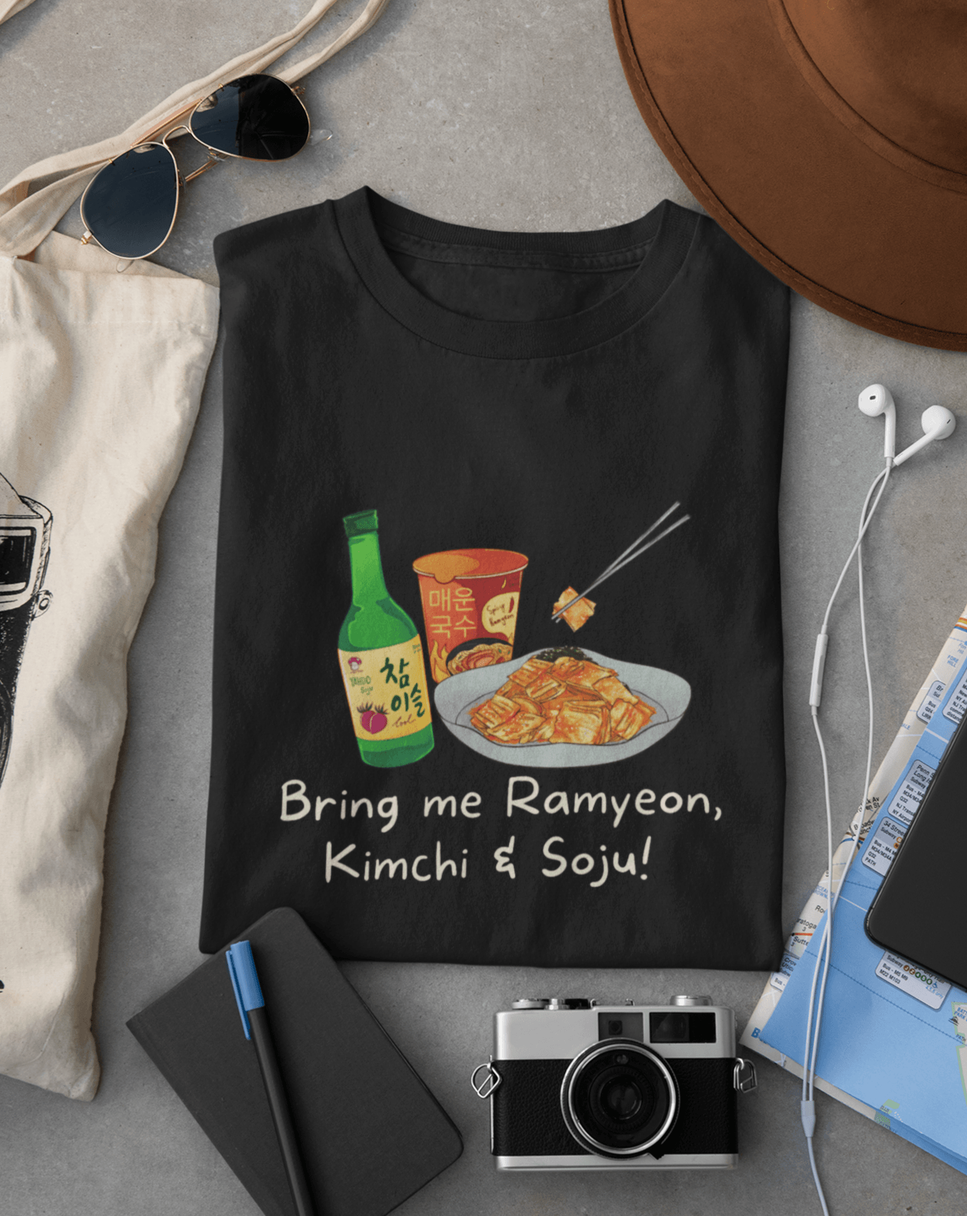 Ramyeon, Kimchi & Soju T-shirt - Koral Dusk