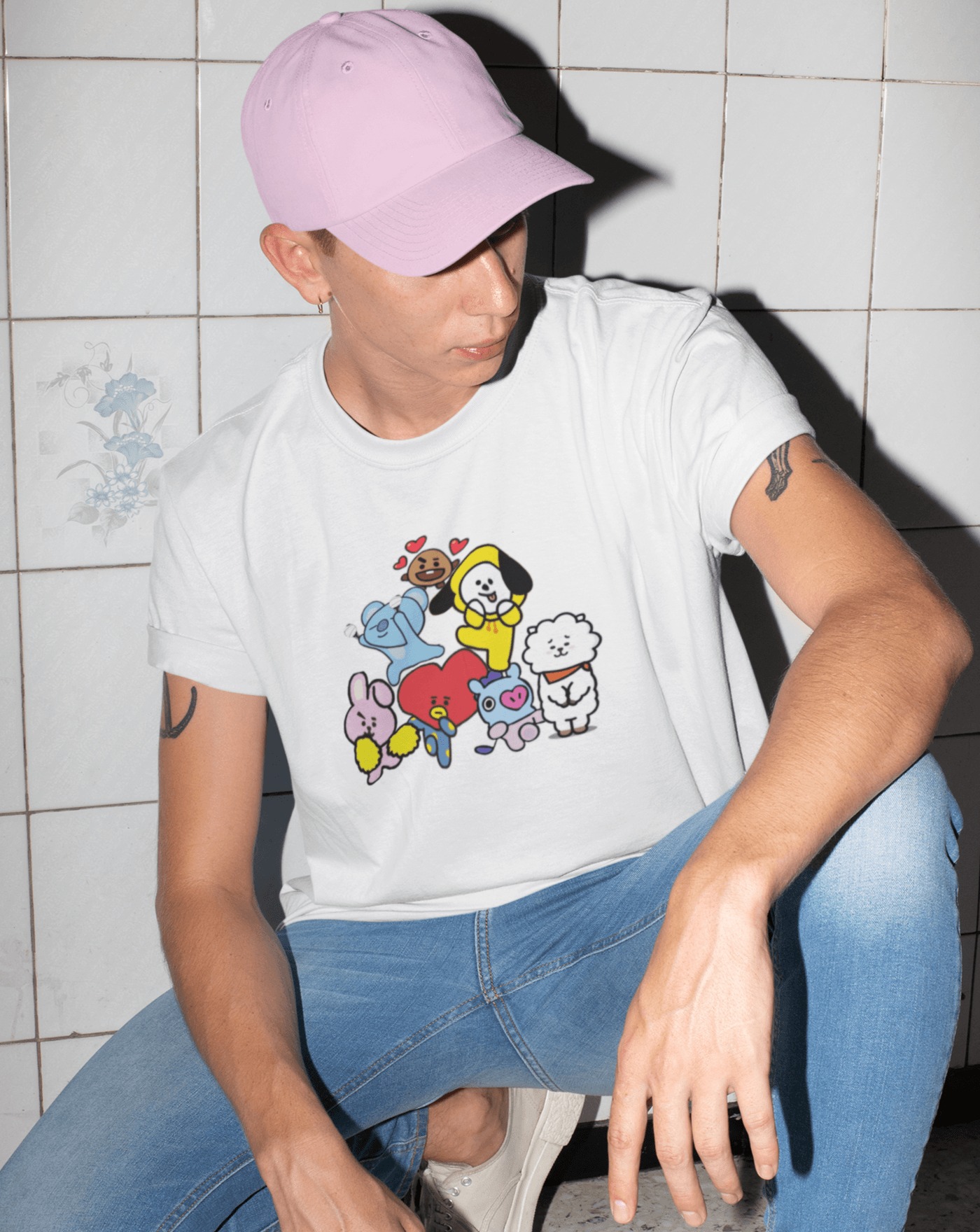 BTS BT21 Cute Unisex Tee - Koral Dusk