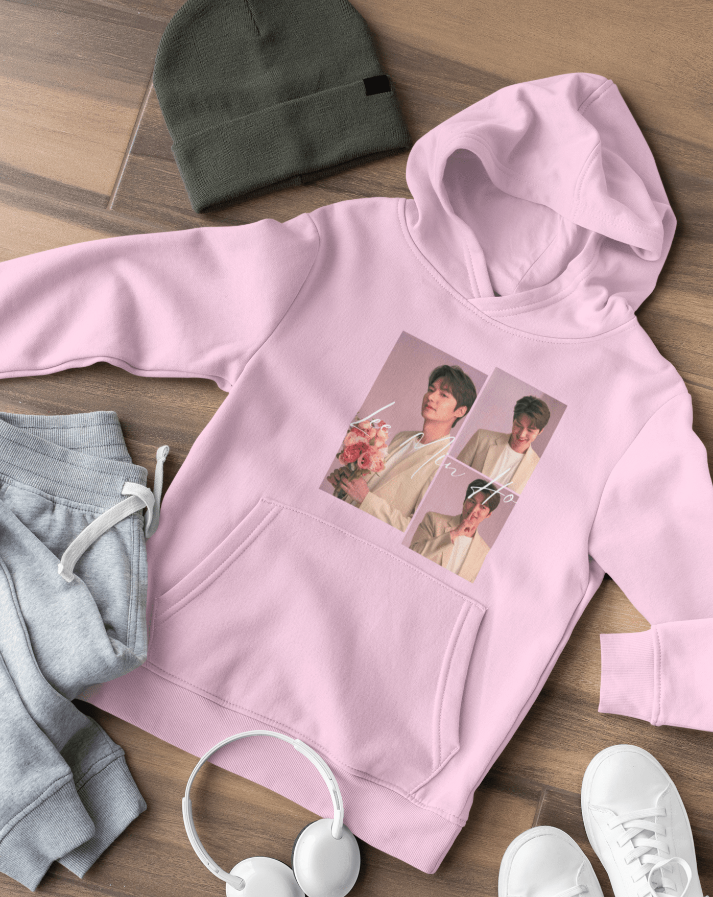 Lee Min Ho Rose Hoodie - Koral Dusk
