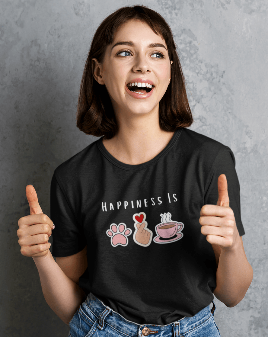 Happiness Is Dog, K-drama & Coffee T-shirt - Koral Dusk