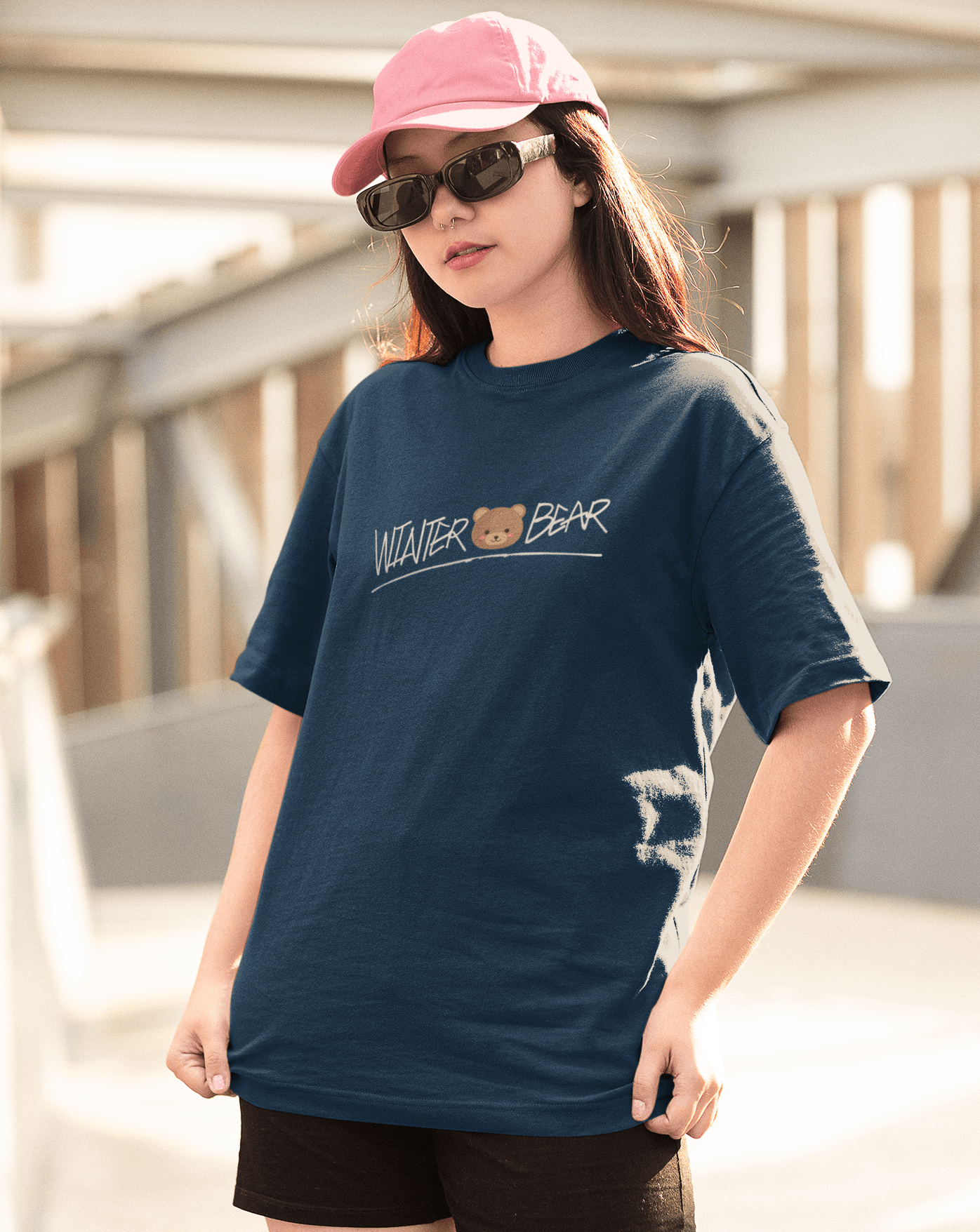 Winter Bear Oversized Tee - Koral Dusk