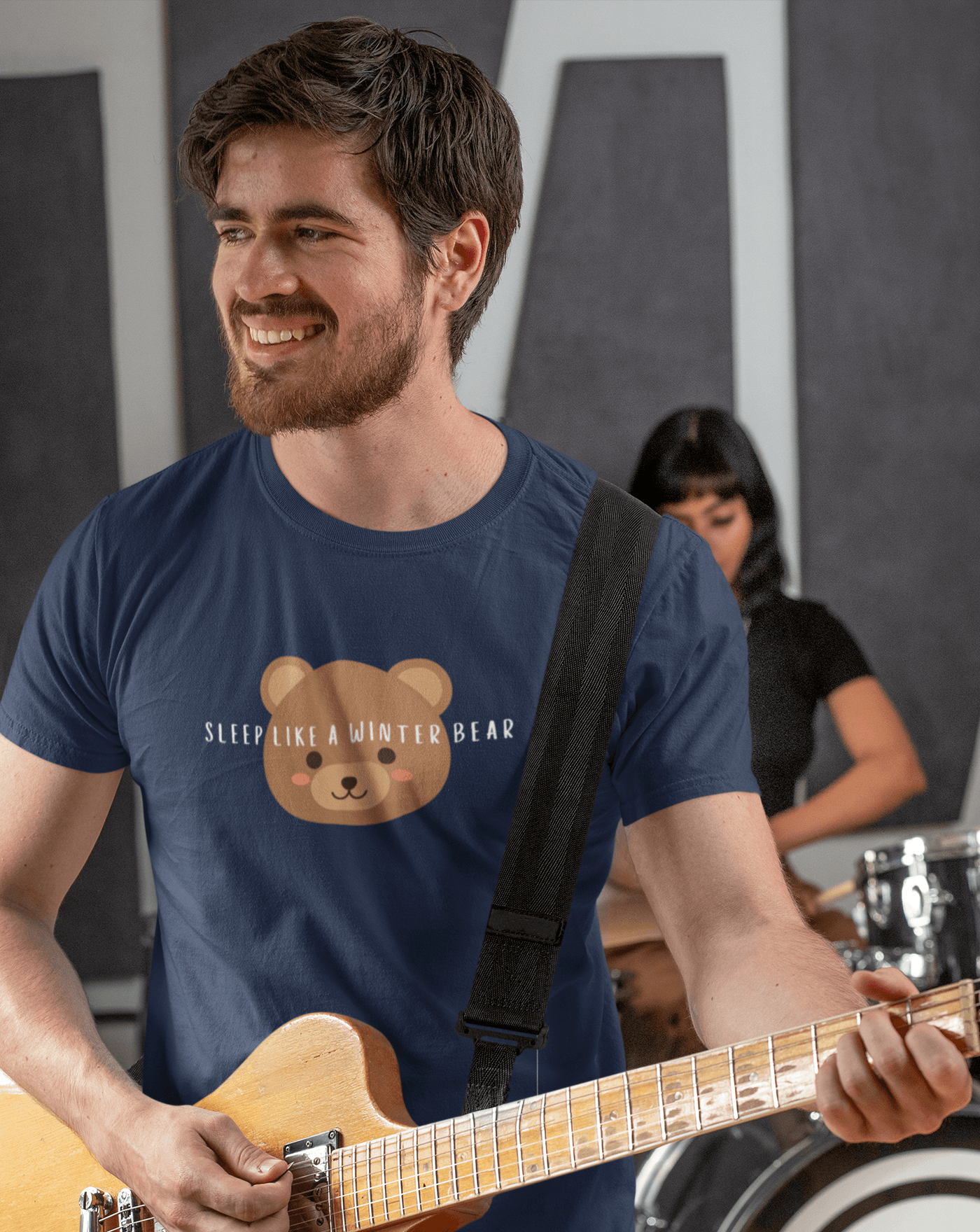 Sleep like a winter bear T-shirt - Koral Dusk