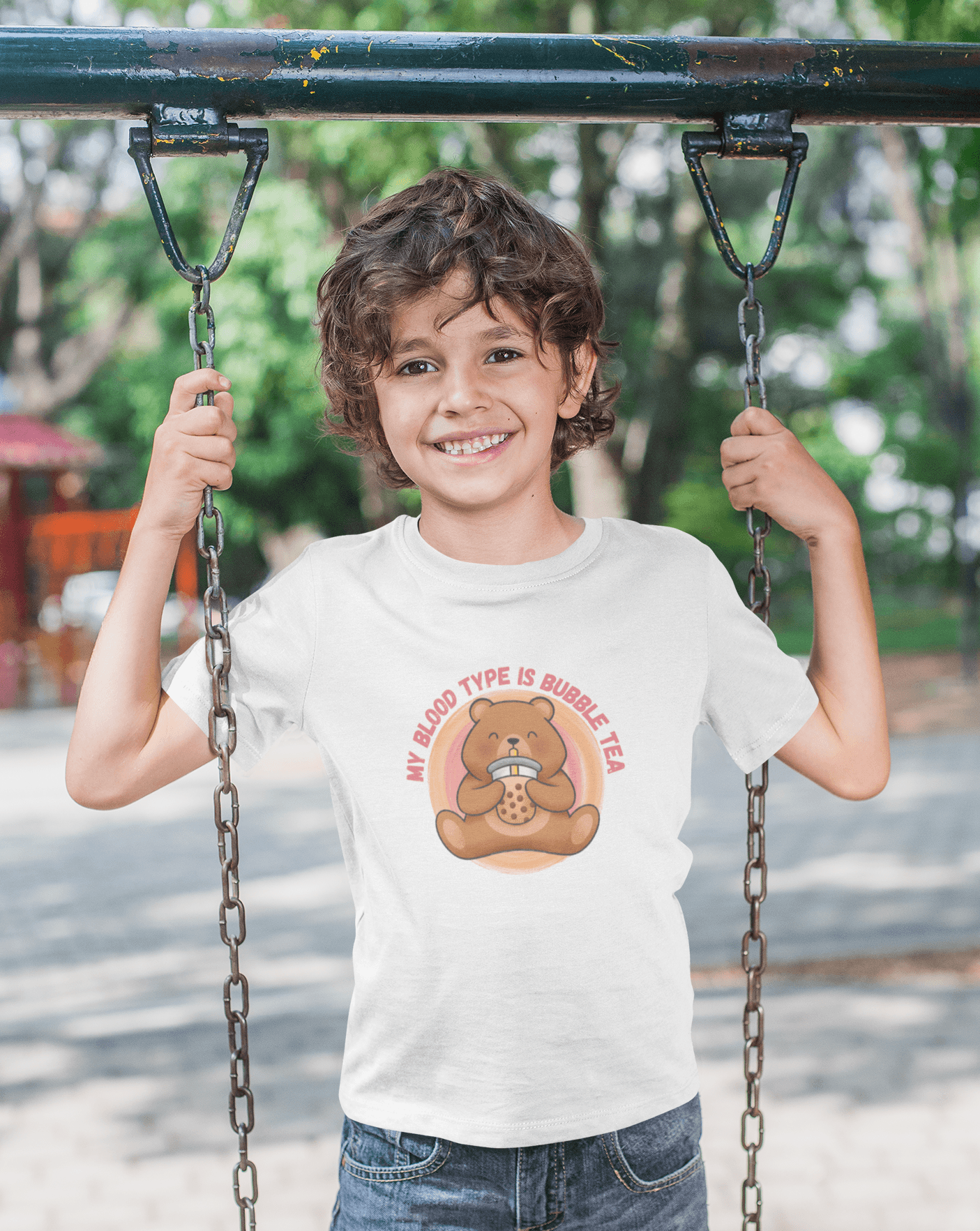 My blood type is bubble tea Kids T-shirt - Koral Dusk