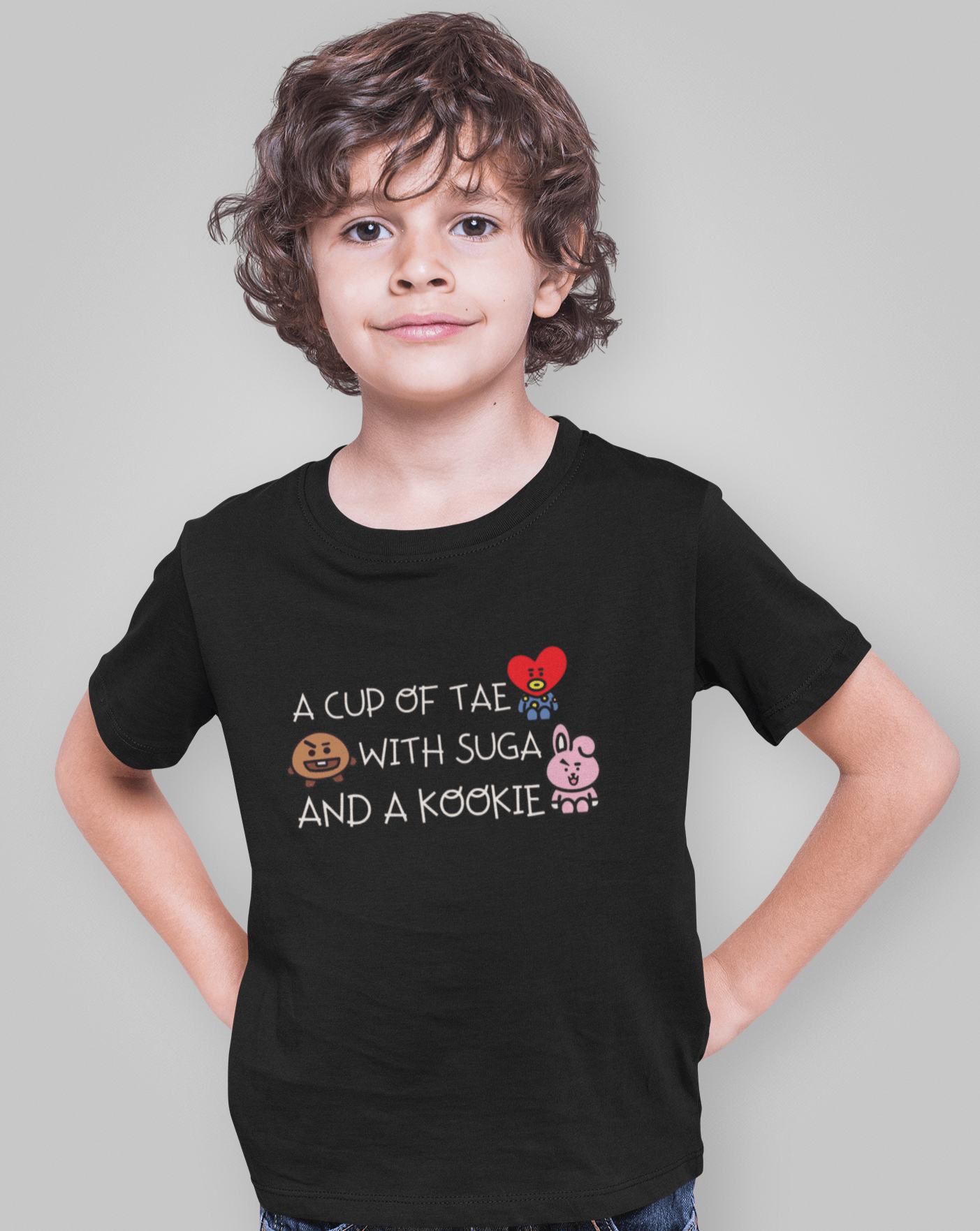 Tae, Suga & Kookie Kids Tee - Koral Dusk
