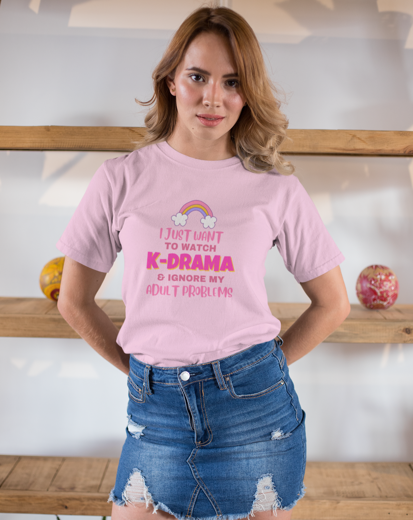 Watch K-drama & Avoid My Adult Problems T-shirt - Koral Dusk