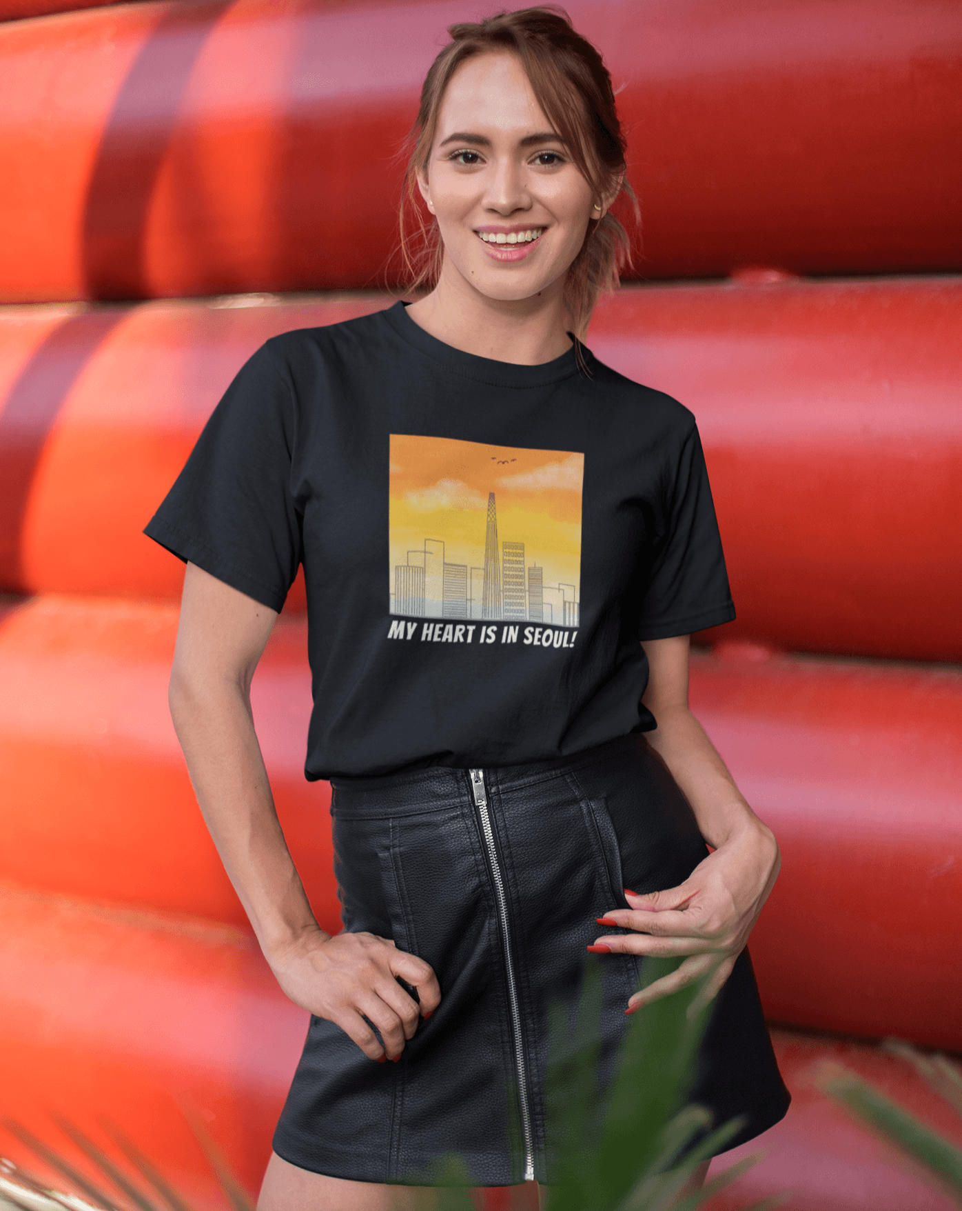 My Heart Is In Seoul T-shirt - Koral Dusk