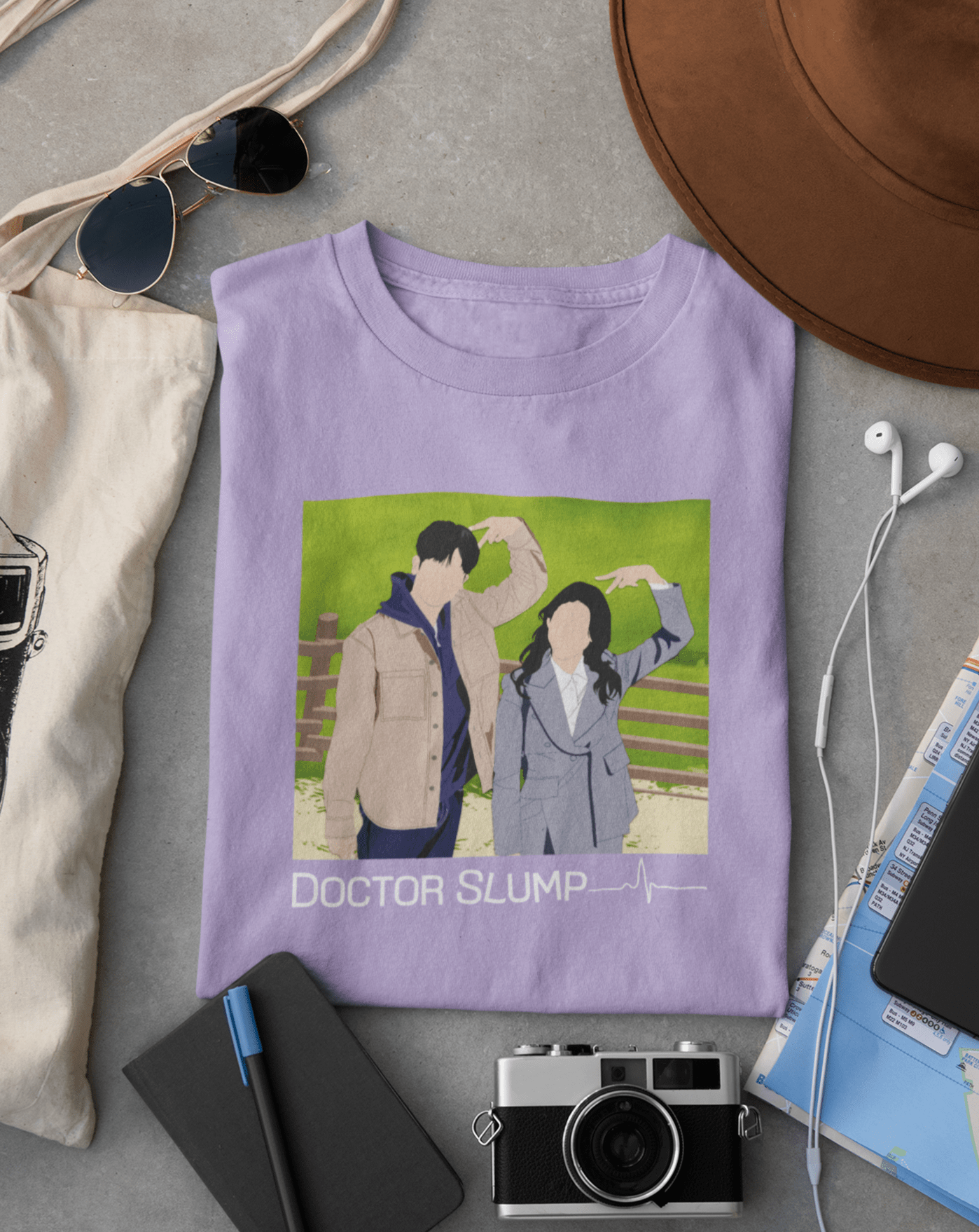 Doctor Slump Heartbeat T-shirt - Koral Dusk