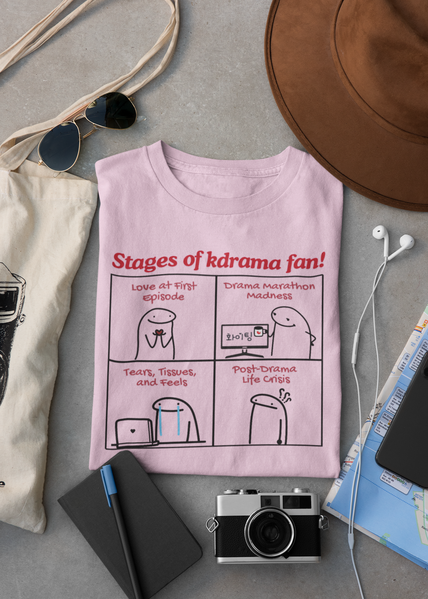 Stages of Kdrama Fan Butter Soft Tshirt