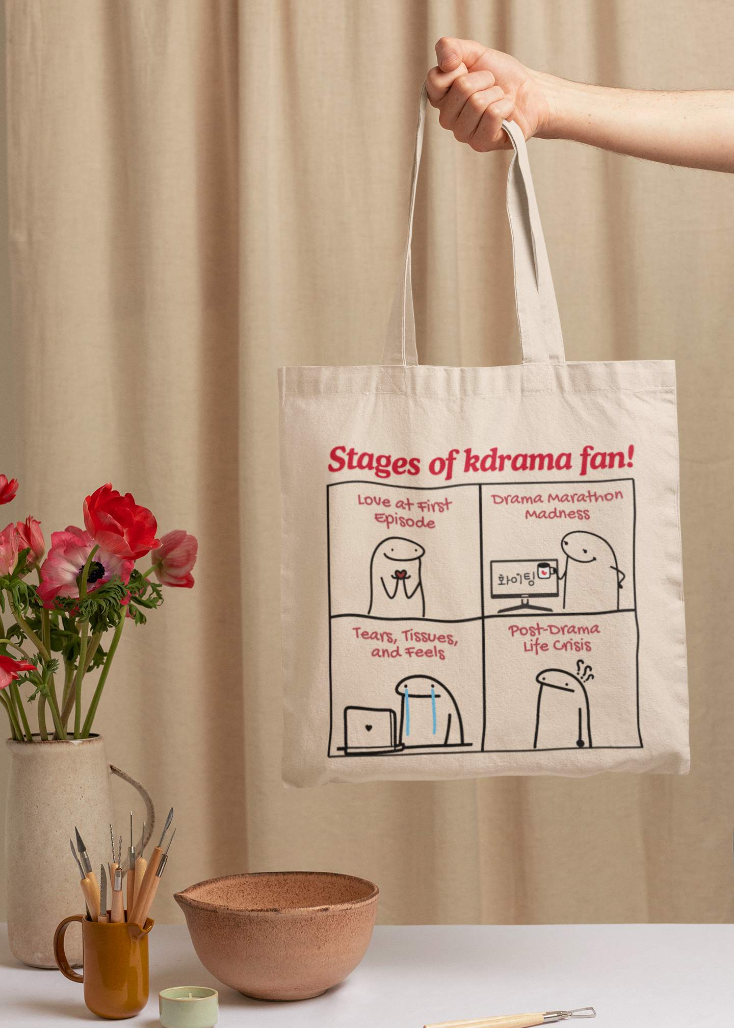 Stages of kdrama fan Tote bag