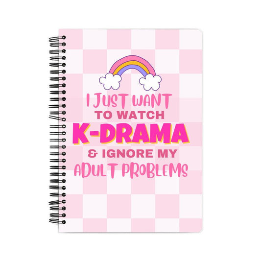 Watch K-drama & Avoid Adult Problems Notebook - Koral Dusk