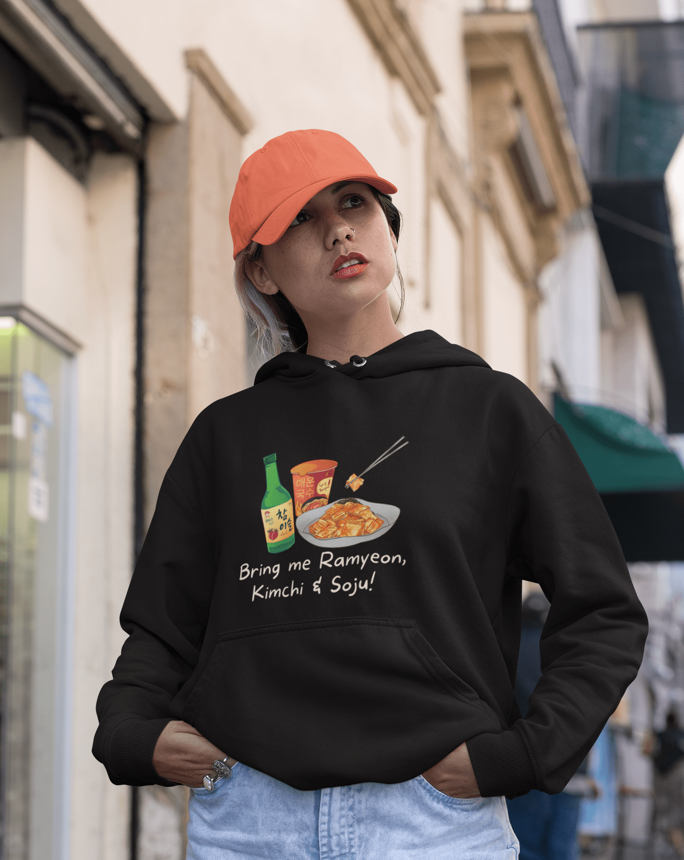 Bring Me Ramyeon, Kimchi & Soju Hoodie - Koral Dusk