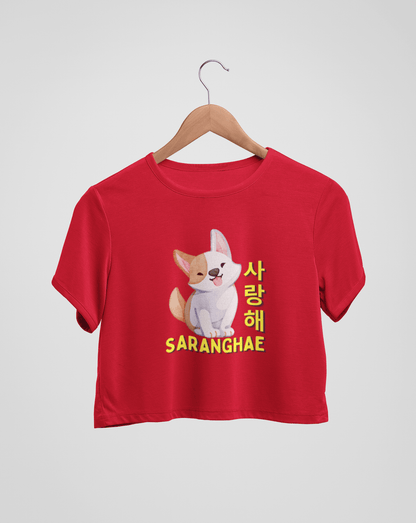 Saranghae Crop Tee - Koral Dusk