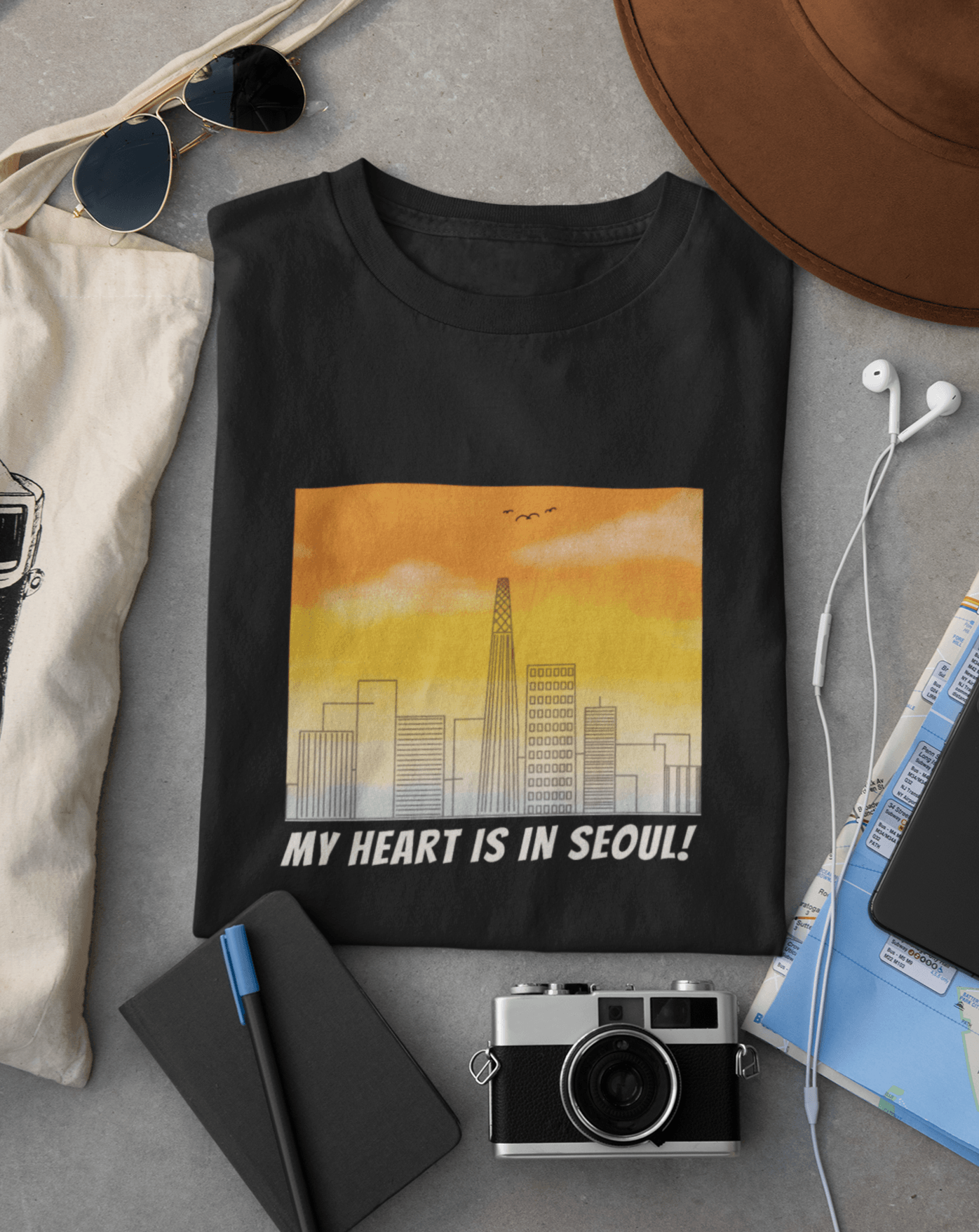 My Heart Is In Seoul T-shirt - Koral Dusk