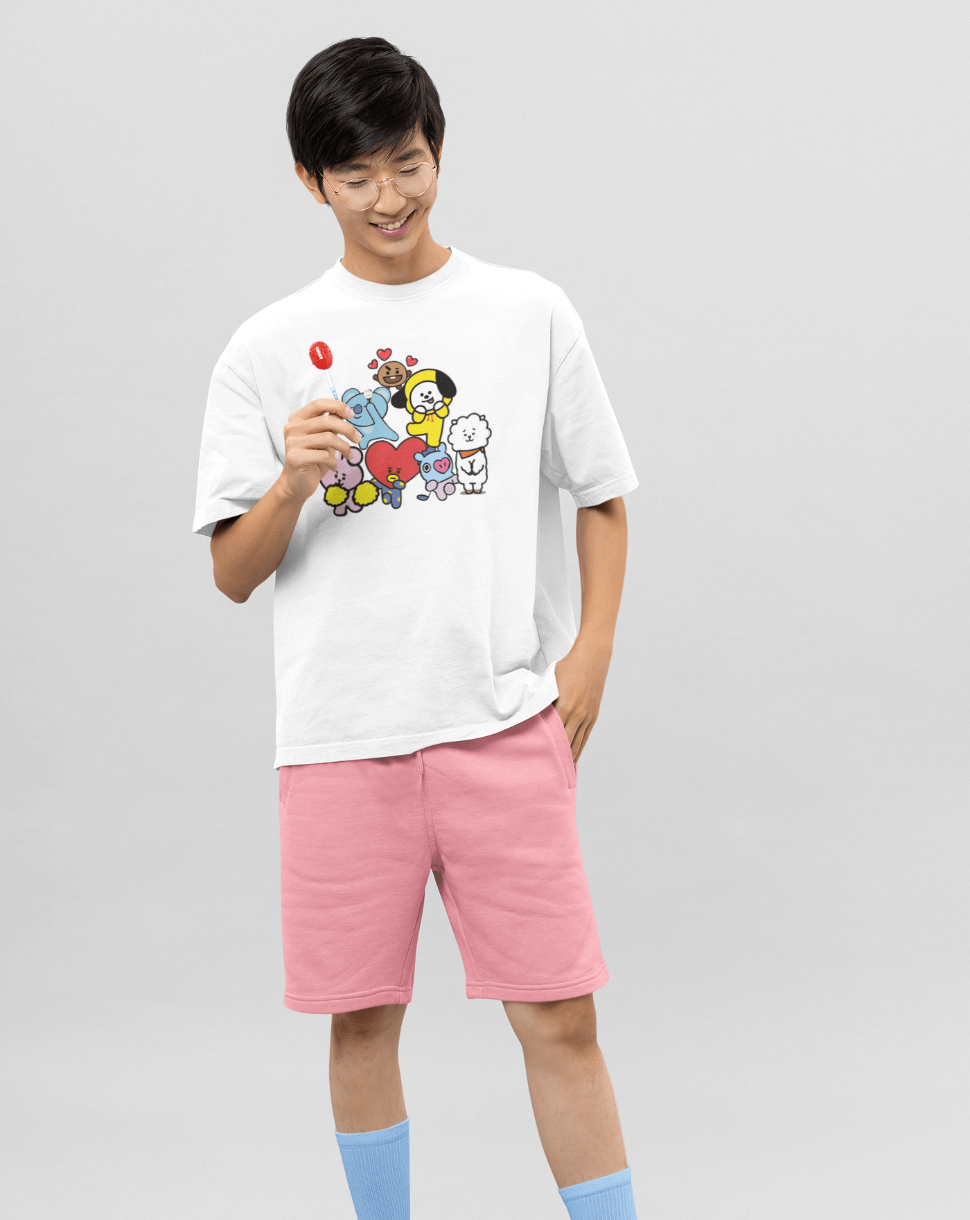 BTS BT21 cute Oversized Tee Koral Dusk