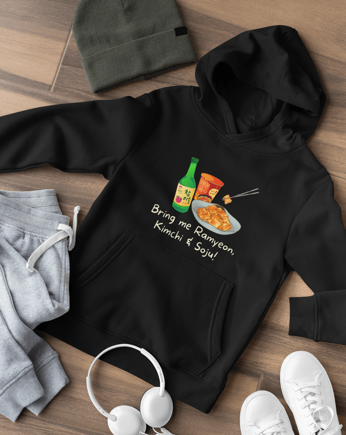 Bring Me Ramyeon, Kimchi & Soju Hoodie - Koral Dusk