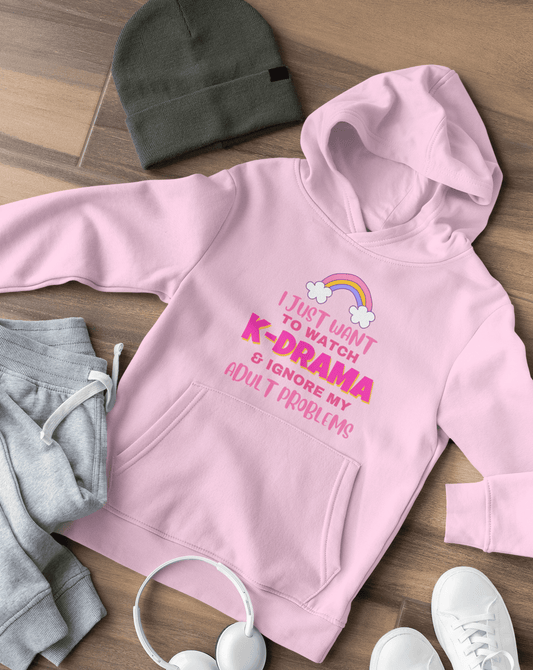 Watch K-drama & Avoid Adult Problems Hoodie - Koral Dusk